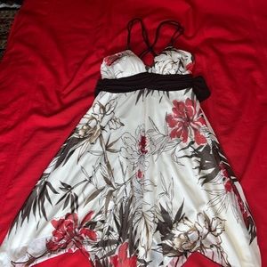 Brown & Red Floral Midi Dress